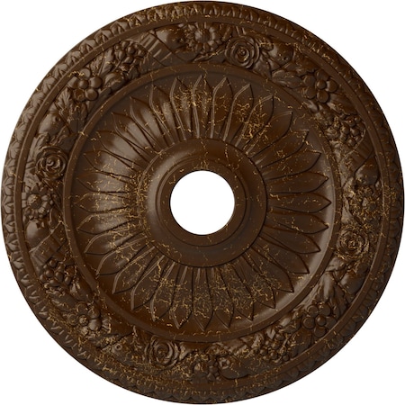 Ekena Millwork Bellona Ceiling Medallion (Canopies up to 3 5/8"), 23 5/8"OD x 3 5/8"ID x 1 1/8"P, Root Beer Crackle CM23BERBC